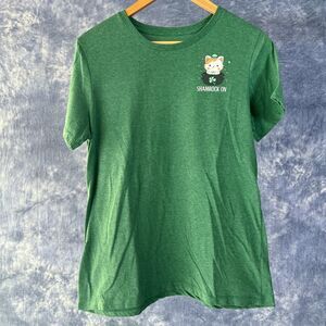 Green Cat Leprechaun Shamrock T-Shirt Sz L